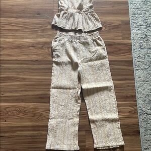 Tahari Cream Matching Set Peplum Jumpsuit